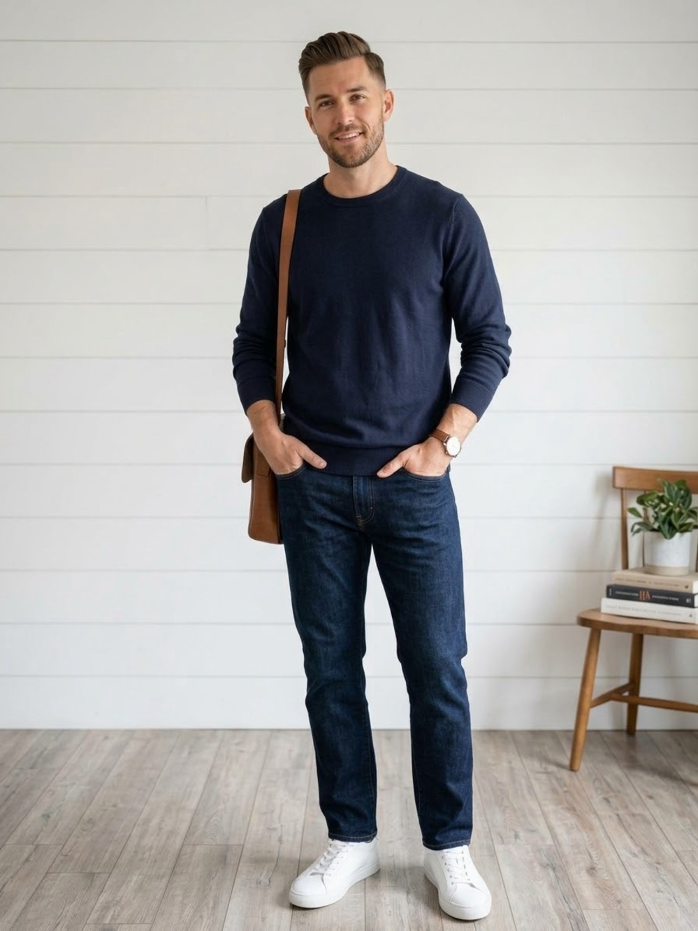 J.Crew Men’s Navy Blue Crewneck Sweater Size Large